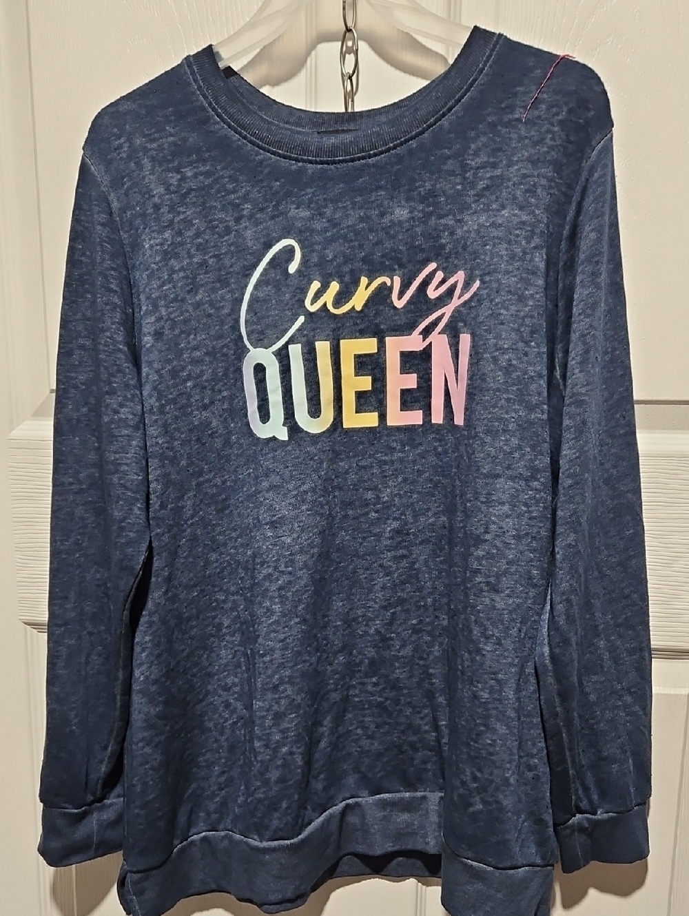Lane Bryant Navy 'Curvy Queen' Pullover Sweatshirt with Pastel Lettering